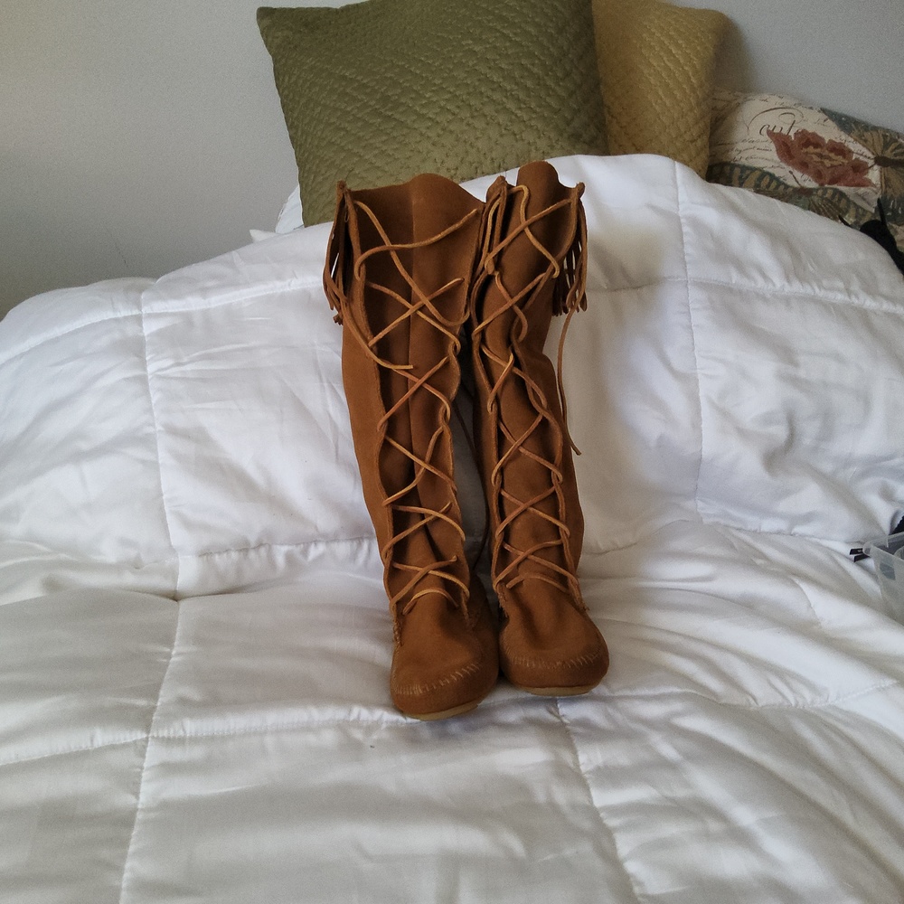 Minnetonka Front Lace Knee High Boot